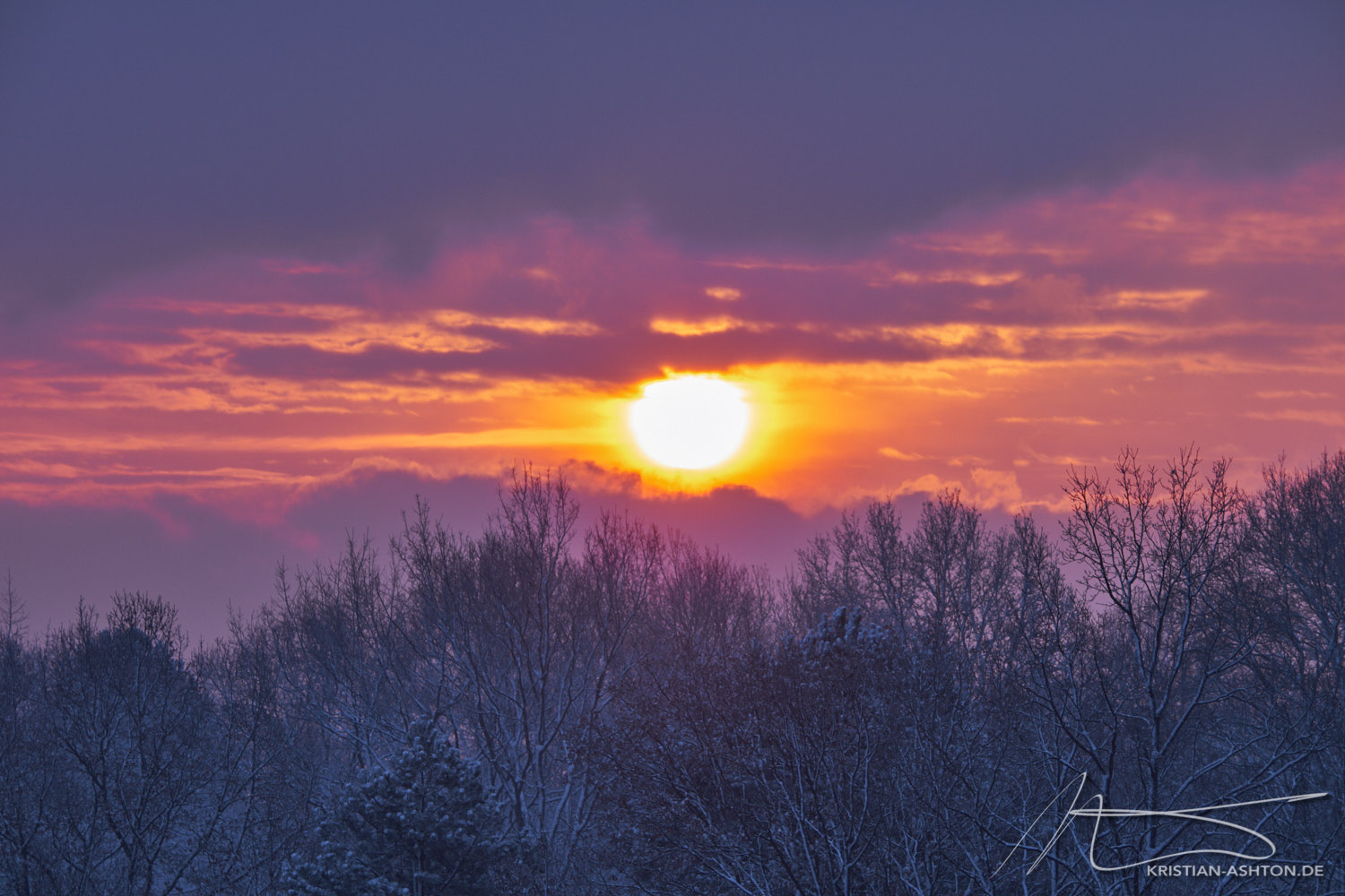 Wintery sunrise over Stuttgart-Sillenbuch